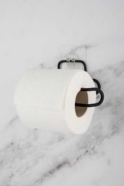 UG Home Suport pentru role de toaletă adeziv autocolant negru pentru exterior Suport pentru role de toaletă
