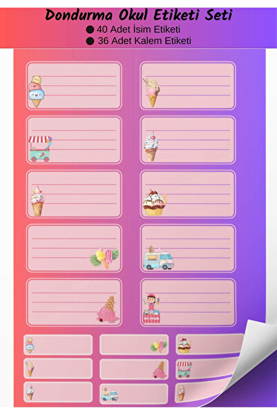 arl etiket tasarım dijital baskı merkezi Set de înghețată cu etichetă școlară