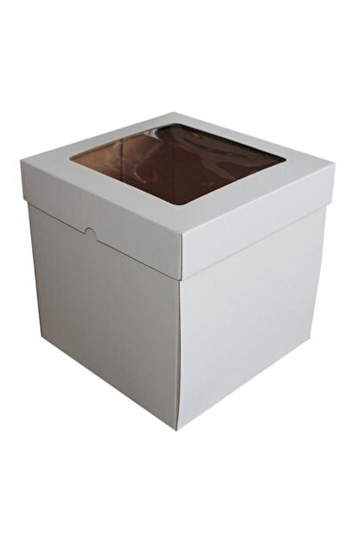 kutula 32 25×25×25 Asetat Pencereli Beyaz Pasta Kutusu