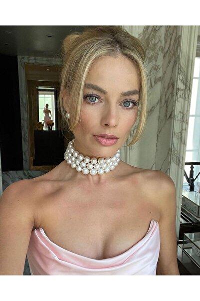 Jerberaa takı 14 mm büyük inci tasma choker kolye