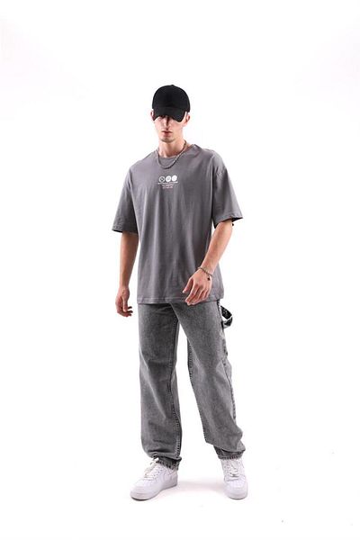 Flaw Wear Gray Love Hurts Oversize T-Shirt - Back Printed
