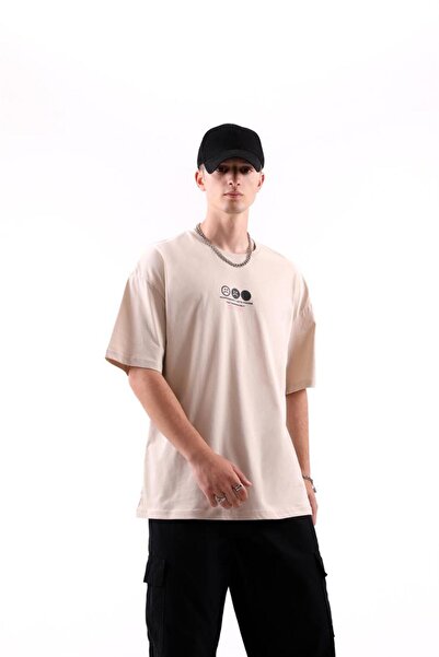 Flaw Wear Stone Color Oversize T-Shirt - Love Hurts Back Printed