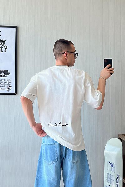 Flaw Wear White Oversize T-Shirt - Starry Night Vibe Printed