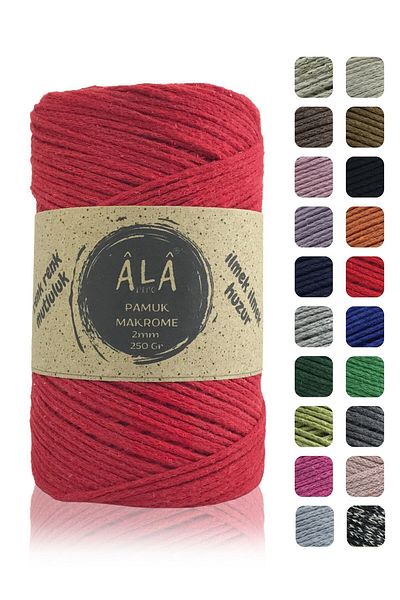 aladepo 250 Gram Cotton Macrame Thread - 2mm Chain Macrame Bag