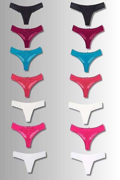 DONEX Pachet de 10 chiloți tanga pentru femei din dantelă - 439 TL în loc de 799 TL