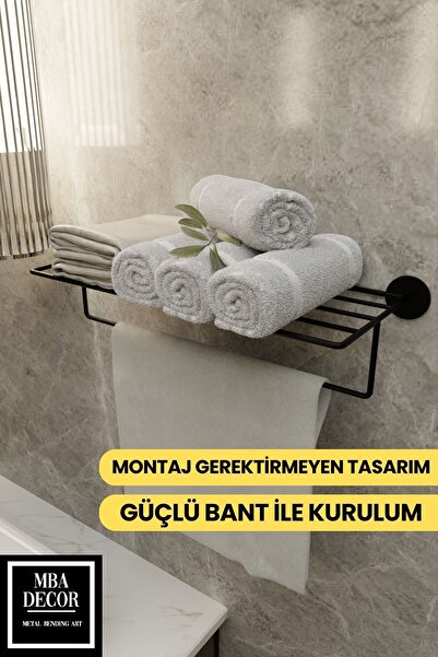 mba decor metal bending art Yapışkanlı Raflı Havluluk - Paslanmaz Siyah Uzun ...