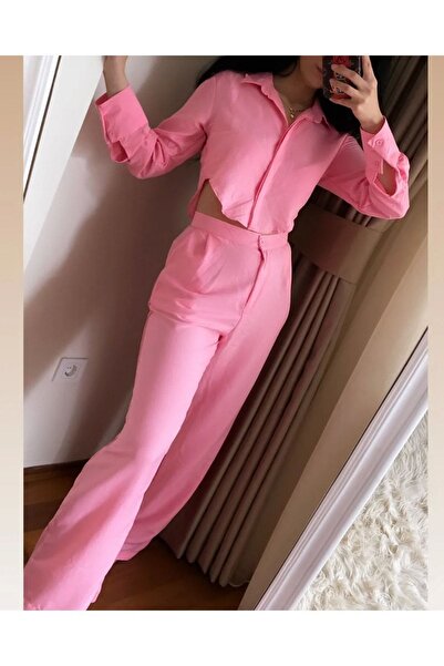 Crop Gömlek Pantolon Takım