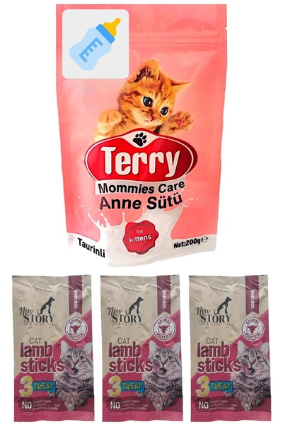 Terry Anne-Yavru Kedi Sütü Tozu 200 gr, Biberon, Kuzu Etli 3 adet 3lü Sticks ...