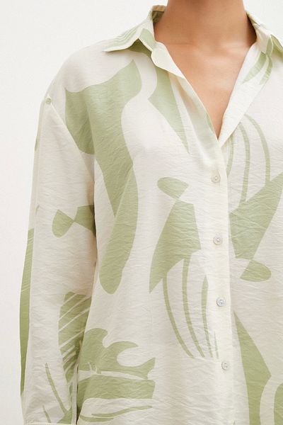 Never more Green V-Neck Modal Shirt