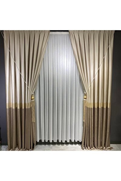 Emes Pano Fon Perde Krem Vizon Gold (Tek Kanat)