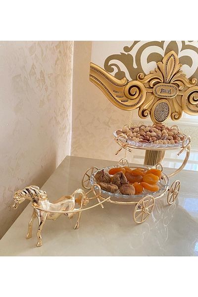 İmren Collection Double-Decked Horse Presentation Serving Dishes