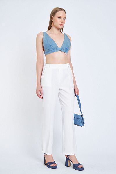 SIMO CLUB Stylish Women's Trousers - Pipe Leg, Zipper and Back Elastic