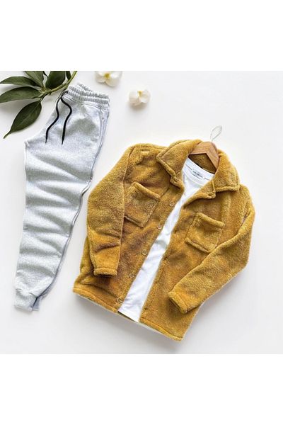 Fifty Color Unisex βελούδινο μπουφάν και γκρι αθλητική φόρμα συνδυασμένο κάτω επάνω