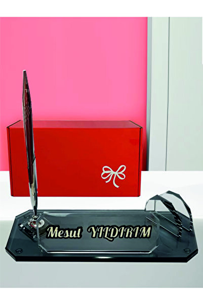 MERTKRİSTAL Kopya - Kristal Masaüstü Kalemlik, Ofis Masa Isimliği, Kabartma I...