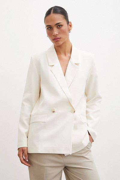 Never more Ecru Blazer Jacket - Διπλό Κουμπί