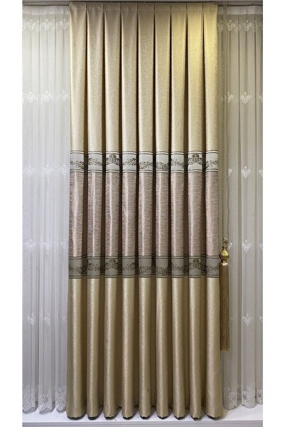 Emes Κουρτίνα φόντου με κρέμα γάλακτος καφέ - Μονόφυλλο EMES238