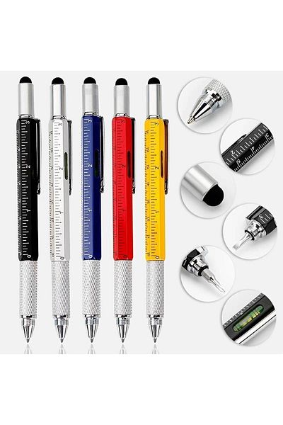 MAB Black Vip Gift 6-in-1 Pen - Ballpoint, Ruler, Scale, Stylus and Screwdriver