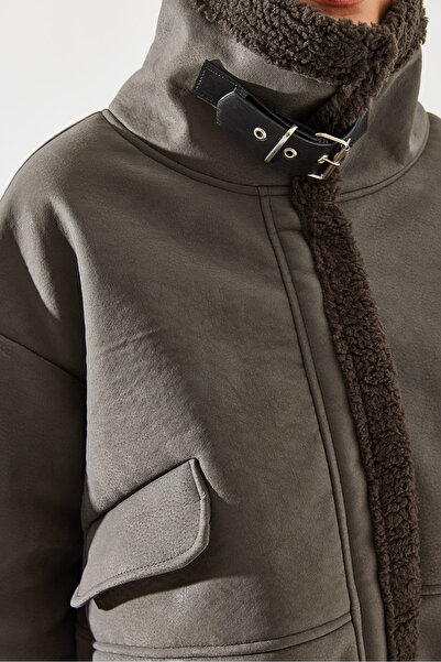 Bianco Lucci Dámský laminovaný krátký kabát se sponou – 2300 60251775