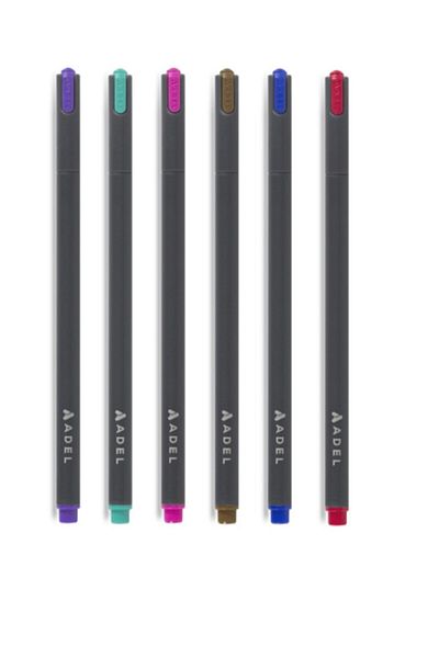 Adel Fineliner Colored Fine Point Pen 0.4 6-Piece Dark Colors Kr01303