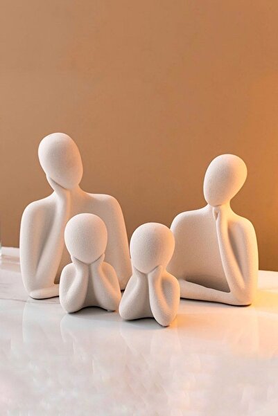 LALEZEN HOME 4 Kişilik Beton Heykel Obje Biblo Aile