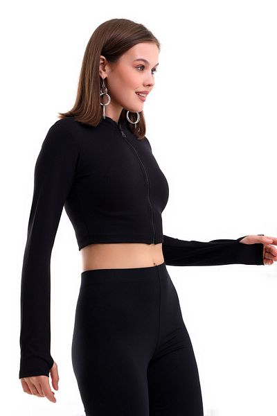 Winmoda34 Γυναικεία στολή κατάδυσης Lycra - Μπροστινό φερμουάρ, Κοντό κολάν, Μακρύ μανίκι, Δάχτυλα