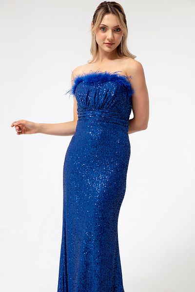 Lafaba Trägerloses Sax-Abendkleid mit Otrichet-Pailletten für Damen