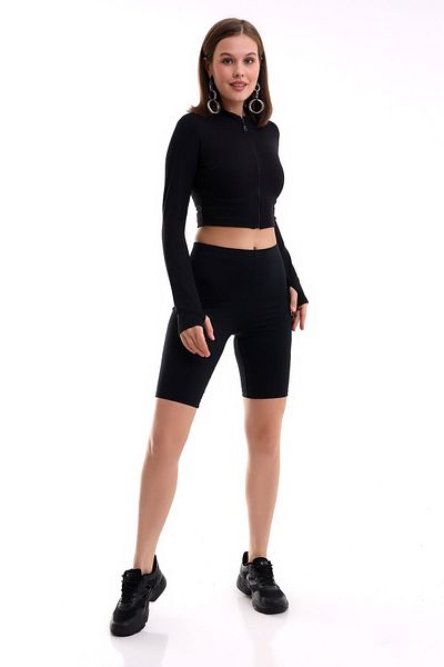 Winmoda34 Γυναικεία στολή κατάδυσης Lycra - Μπροστινό φερμουάρ, Κοντό κολάν, Μακρύ μανίκι, Δάχτυλα