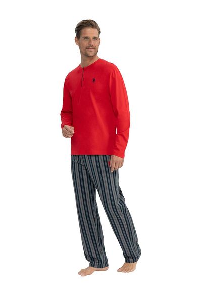 U.S. Polo Assn. Men's Red Placket Pajama Set - Original Licensed 18843