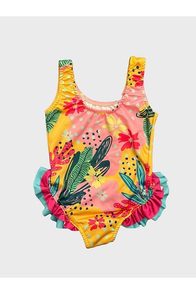 Fil Kids Girl - Floral Leaf Patterned Swimsuit