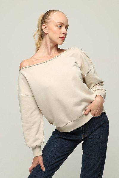 Owut Collection Hanorac tricotat cu mânecă lungă, fără umăr, pentru femei