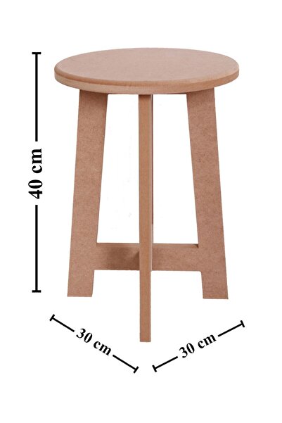 st koleksiyon hobi antika Boyanabilir Ahşap MDF Yuvarlak Demonte Tabure 30x40 cm