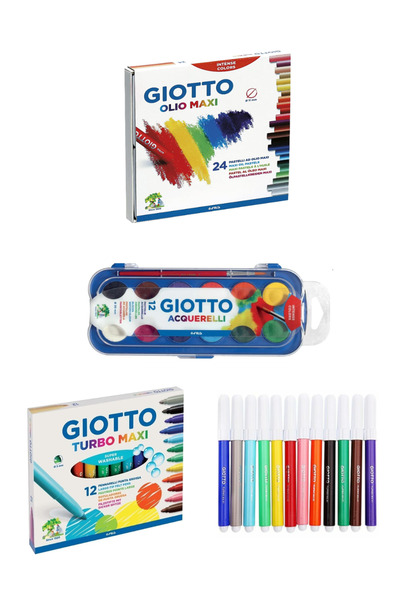 GLANCE Giotto Yağlı Pastel Boya Olio Maxi 24'lü  Giotto Sulu Boya 12'li Giott...