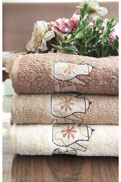 Z&N STYLE New Trend Dowry - Set de prosoape de bucătărie 30x50 cm, set de 3 ceainice brodate