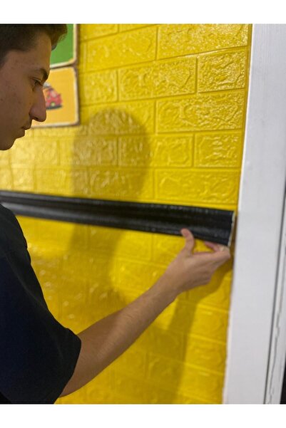 Renkli Duvarlar Siyah 4 Adet 110cm Esnek Duvar Çıtası Dekoratif Yapışkanlı Çerçeve Süpürgelik