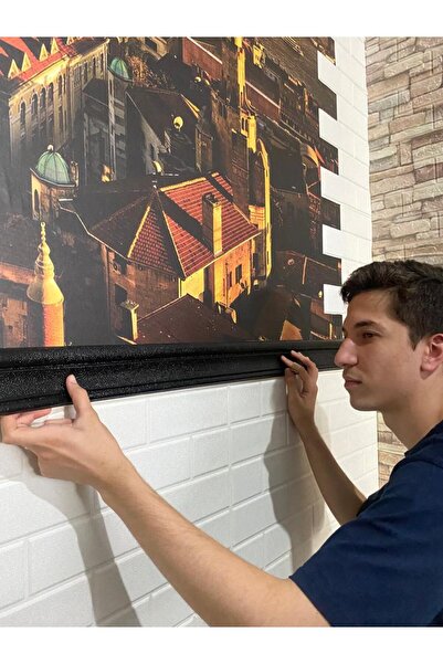 Renkli Duvarlar Siyah 4 Adet 110cm Esnek Duvar Çıtası Dekoratif Yapışkanlı Çerçeve Süpürgelik