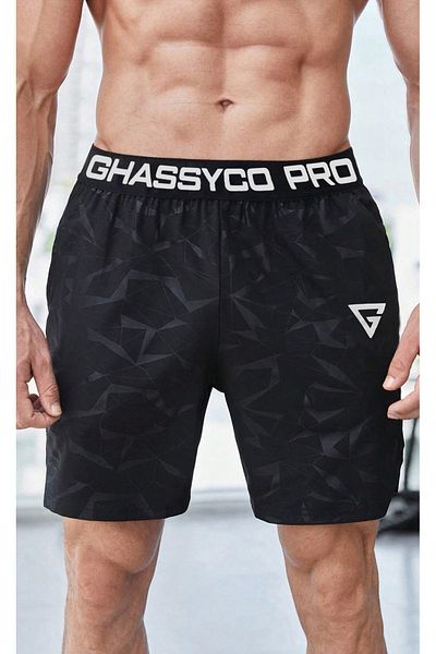 GHASSY CO. Pantaloni scurți sport pentru alergare, cu talie elastică, respirabili, pentru bărbați