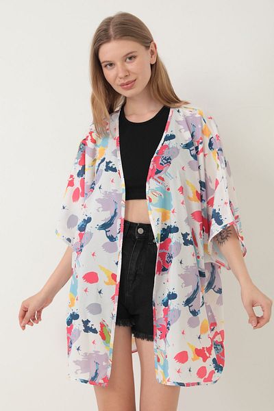 segiza Strandkleid mit Kimono-Muster und Pareo