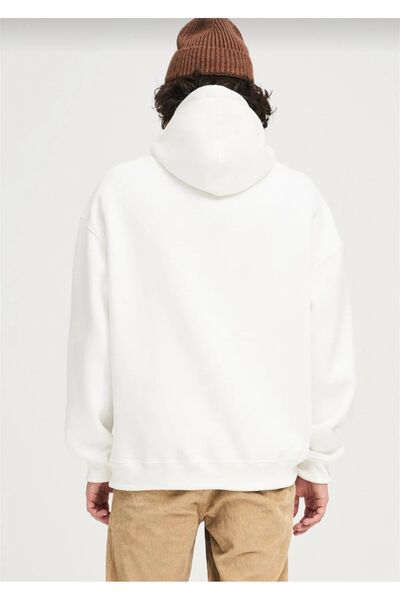 Moda Işık Unisex Ekru Basic Sweatshirt Hoodie %100 Pamuklu