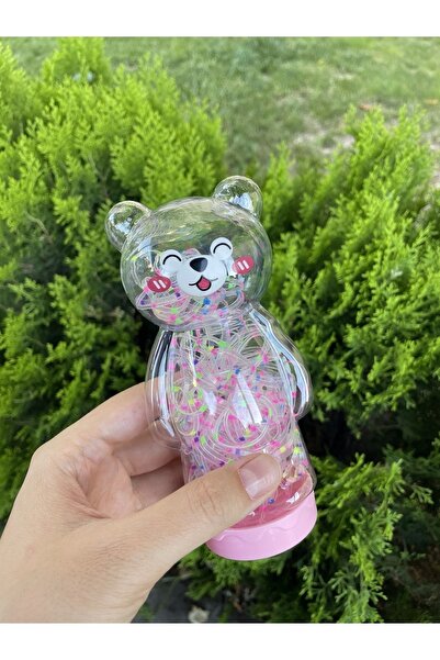 Green 200 Adet Ayıcıklı Kutusu Ile Şeffaf Benekli Perma Örgü Lastik Toka