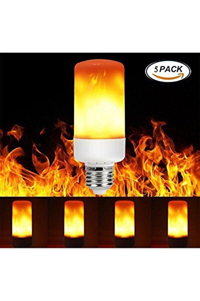 fullreyon 5'li Paket 3 Işık Modlu, Alev Efektli 5 Watt, E27 Duy Led Ampul, Al...