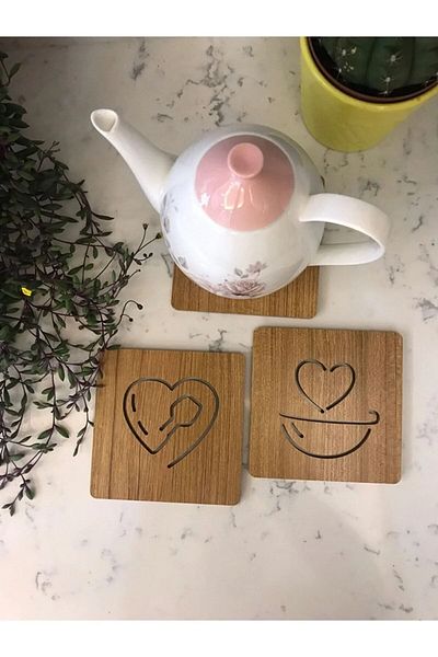 Pey Aksesuar Wooden Trivet Set - Pot Pan Teapot Coaster