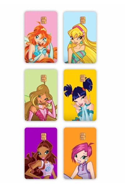gettsticker Winx Perileri 6 Adet Papara, Tosla, Kredi Kartı Kaplama Etiketi
