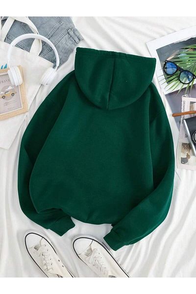khufu Chicago Printed Green Hooded Unisex Φούτερ - Μοντέρνα φούτερ με κουκούλα