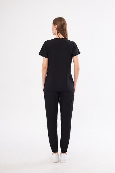 Class Üniforma Kiev - Negru, modern și elegant, cu închidere cu fermoar, scrubs pentru medic și asistentă