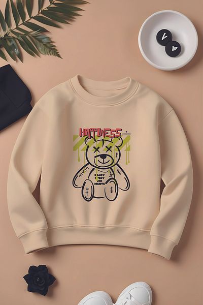 MYADA Παιδικό φούτερ με στάμπα Happiness Teddy Bear - Special Design 11228
