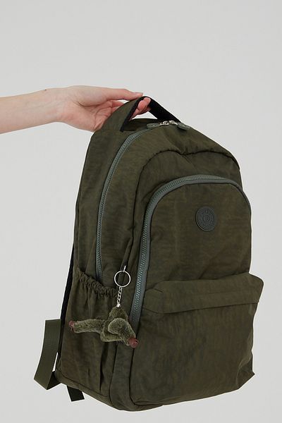 Rosso Collina Unisex Crinkle Waterproof Fabric Large Size Multi-Compartment School and Travel Backpack Rosso Collina Khaki