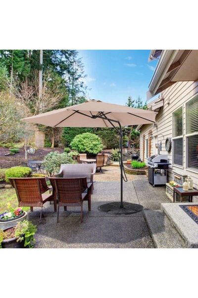 GUNBO OUTDOOR 3 Metre Dev Bahçe Şemsiyesi Katlanır Muz Ampul Banana Şemsiye P...