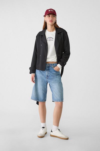 Stradivarius Short trench coat with belt