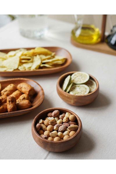 KaiHome 2-Piece Acacia Snack Bowl / Breakfast Bowl Set