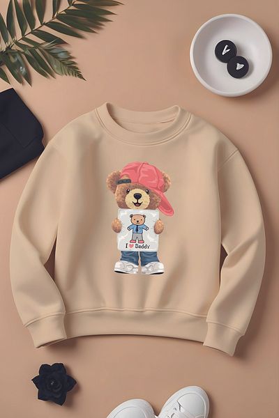 MYADA Детски суитшърт Oversize за нов сезон - с щампа "Бащина любов" 11054